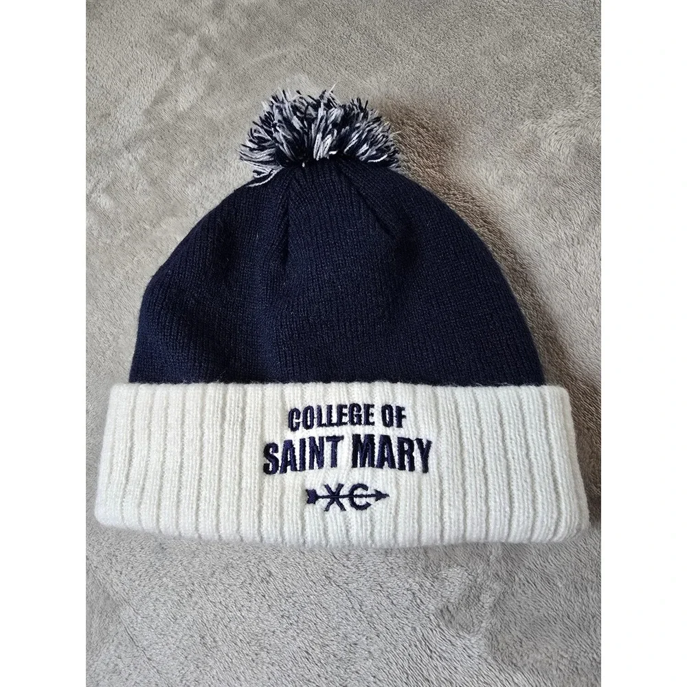 Adidas College of Saint Mary Pom Beanie‎ Cap Hat Blue White One Size